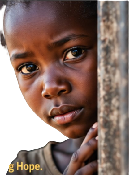 A young child looking out with hope