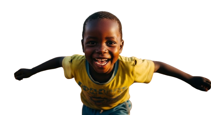 A joyful child supported by AHO